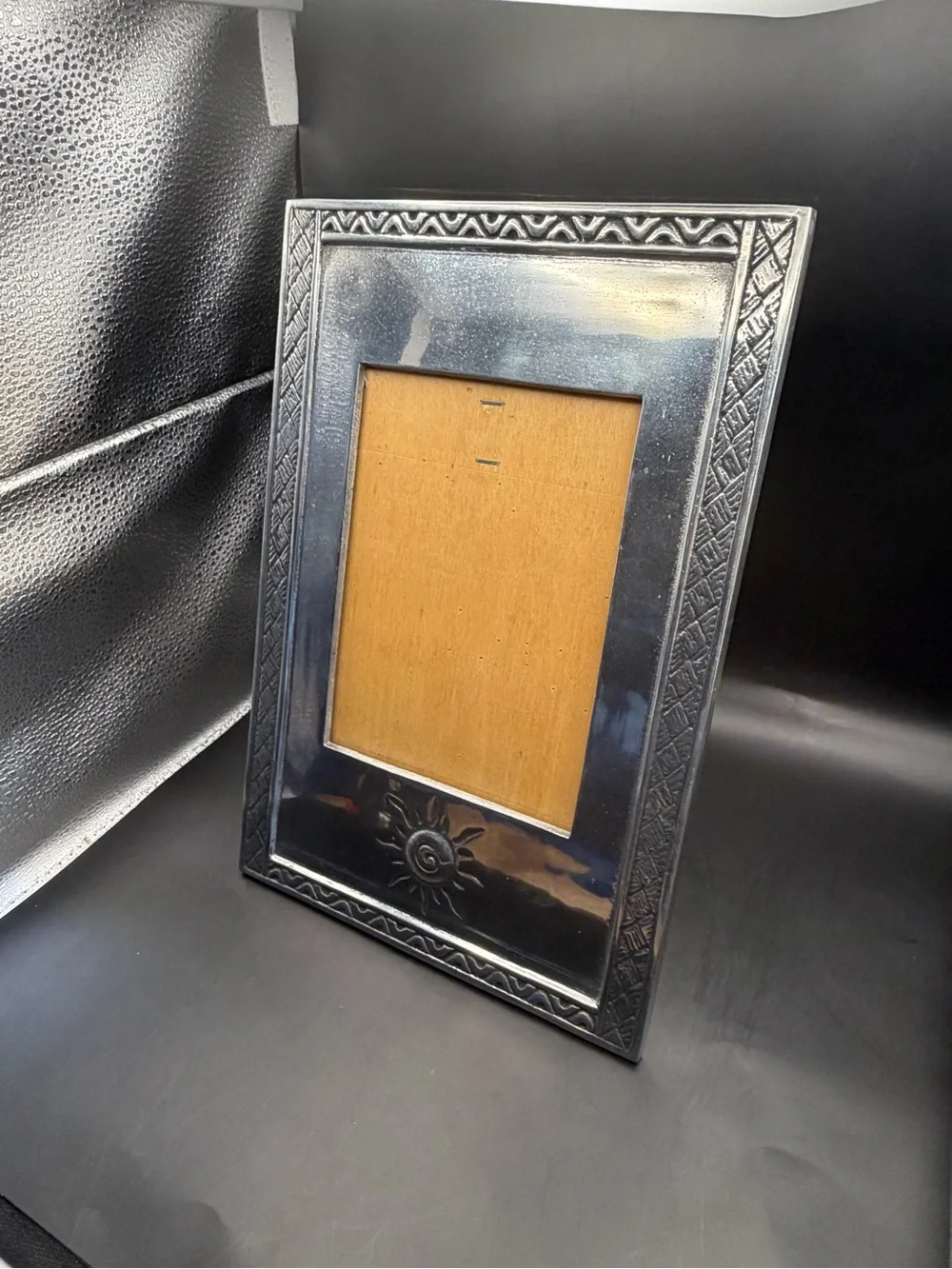 Silver Tone Sun Picture Frame 5x7 Tabletop Photo Frame Rustic Decor